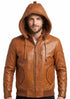 Men Safari Detachable Hooded Bomber Lambskin Leather Jacket Style - 378
