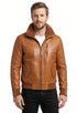 Men Safari Detachable Hooded Bomber Lambskin Leather Jacket Style - 378