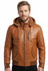 Men Safari Detachable Hooded Bomber Lambskin Leather Jacket Style - 378