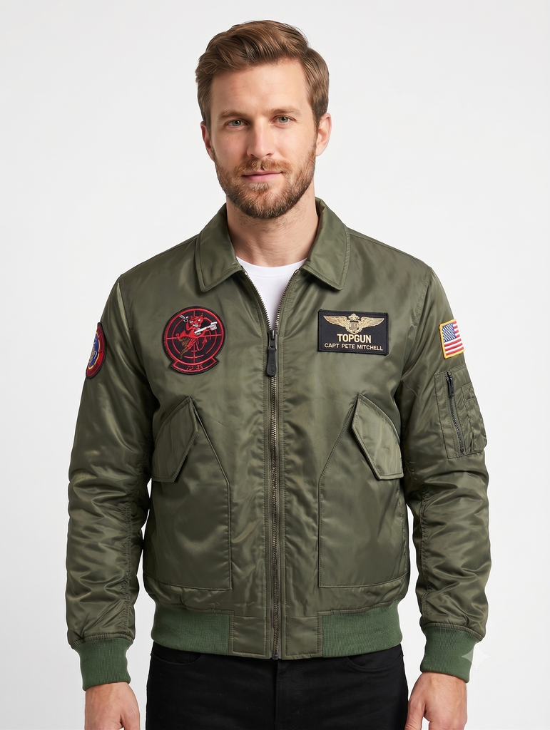 Men Top Gun Maverick Military Inspired CWU Flight Bomber Jacket Style - 910