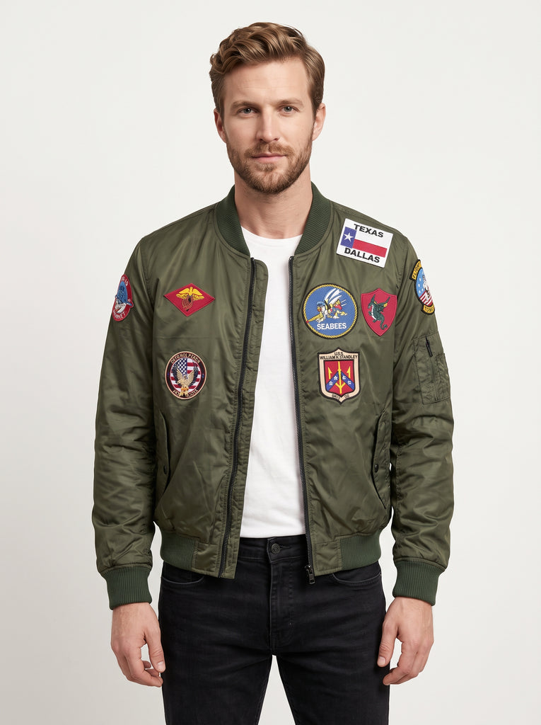 Men Military Inspired CWU Flight Bomber Fabric Jacket Style - 1208