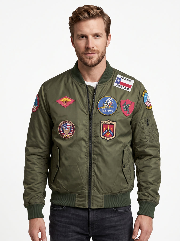 Men Military Inspired CWU Flight Bomber Fabric Jacket Style - 1208