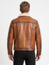 Men Trucker Lambskin Leather Jacket with Artificial Shearling Lining Style - 1036