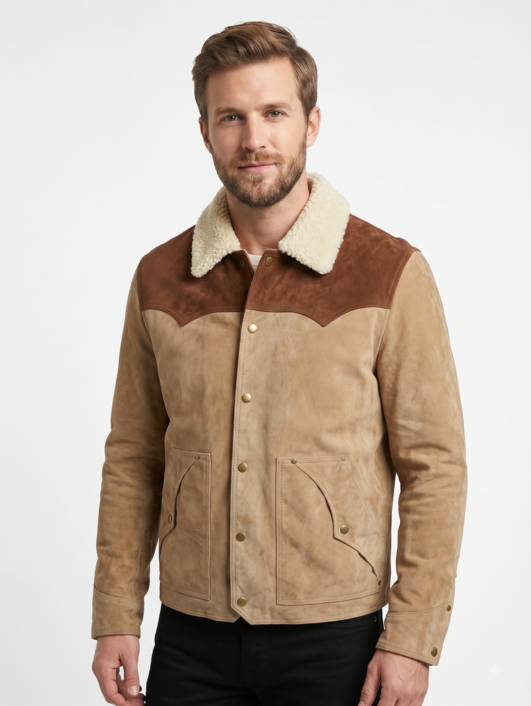 Men Yellowstone Kevin Costner John Dutton Suede Leather Jacket Style - 1064
