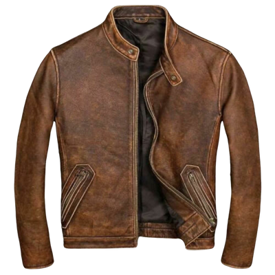 Men Alex Biker cafe racer Real Tan Brown Leather Jacket Style - 777