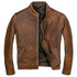 Distressed Cafe Racer Brown Leather Jacket
