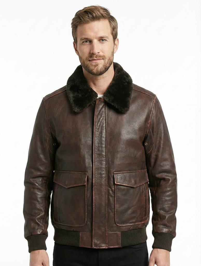 Men Alex-2 Cafe Racer Distess Brown Real Leather Jacket Style - 778
