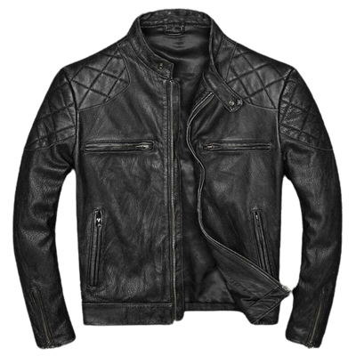 Biker Vintage Cafe Racer Distressed Black Leather Jacket