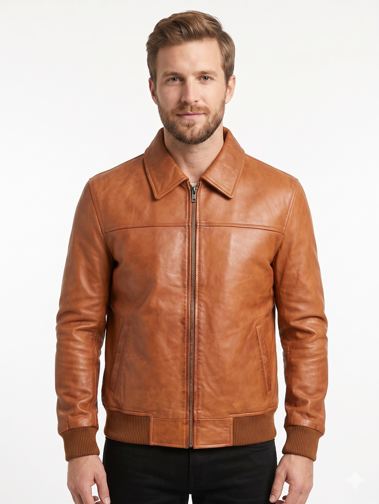 Men HRTN Real Leather Bomber Jacket Style -382