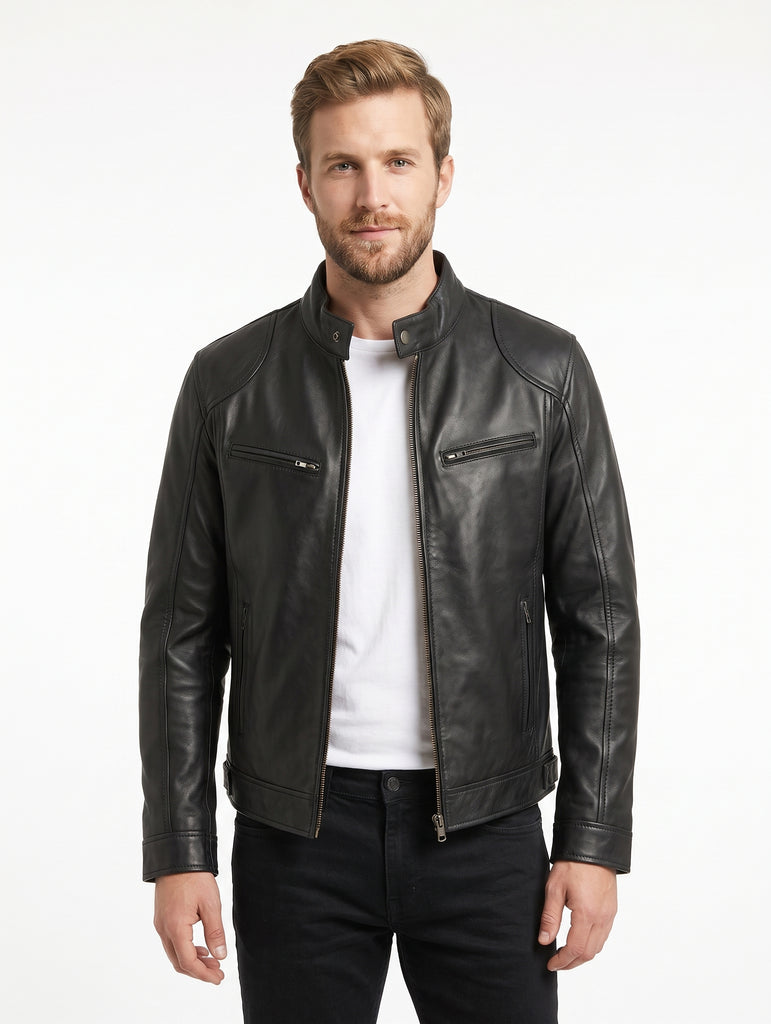 Men Sword Biker Real Leather Jacket Style - 134