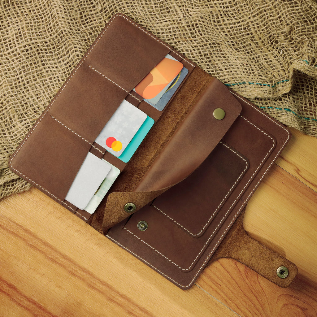 Ladies Organiser Purse - Real Leather Wallet with Mobile Phone Compartment
