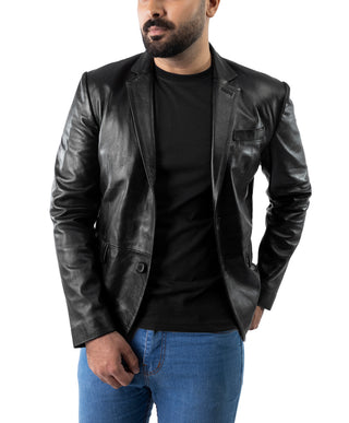 Men Erise Real Leather Blazer Two Button Coat Style - 716-A