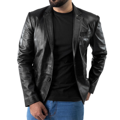 Men Erise Real Leather Blazer Two Button Coat Style - 716-A