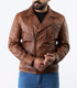 Men Polo Real Leather Biker Jacket Style - 944