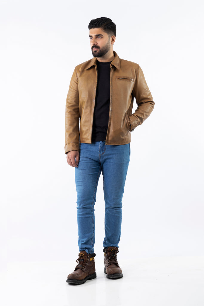 Men RLP Biker Real Leather Jacket Style - 943