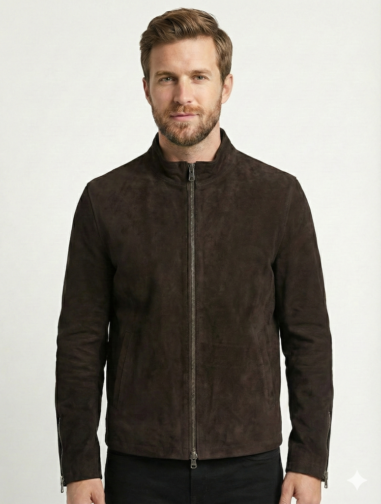 Men JB Suede Biker Leather Jacket Style - 95