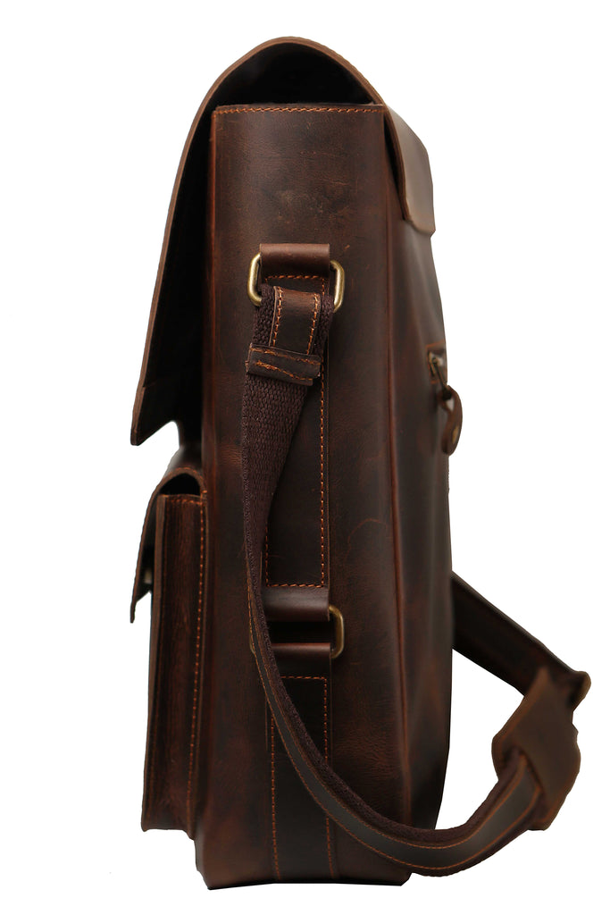 Men Shoulder Crossbody Pull-up Leather Bag for travel and office