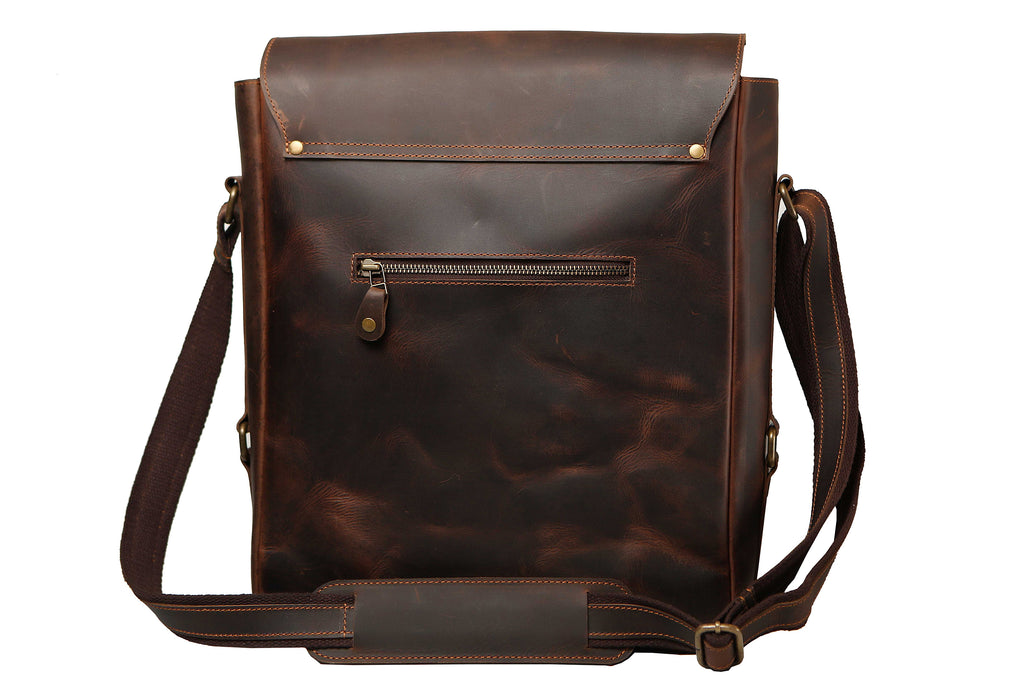 Men Shoulder Crossbody Pull-up Leather Bag for travel and office