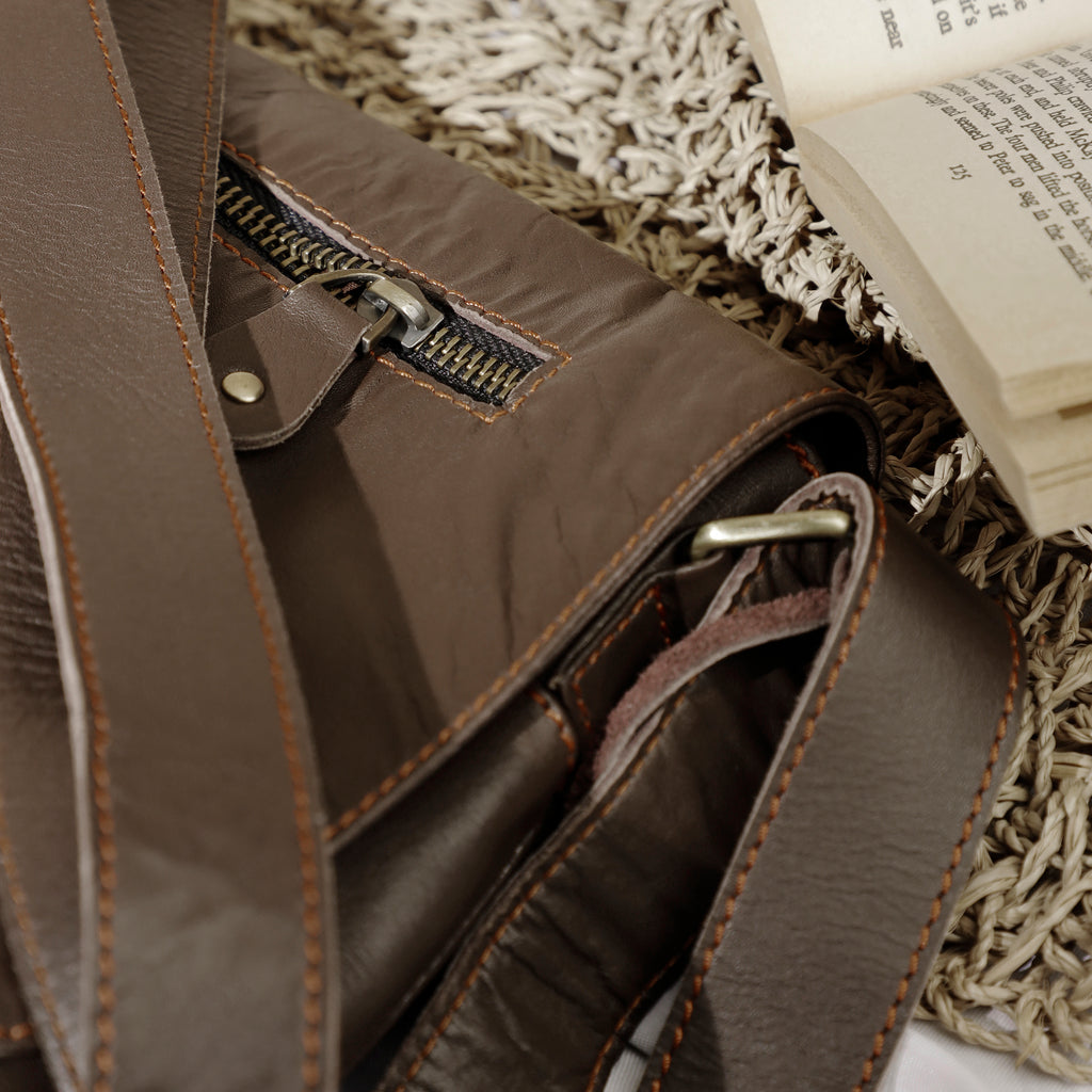 Women Genuine Leather Messenger Bag with Long Shoulder Strap - Anti-Theft Crossbody Bag