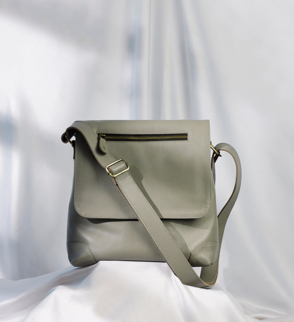 Women Genuine Leather Messenger Bag with Long Shoulder Strap - Anti-Theft Crossbody Bag