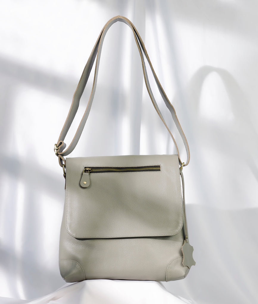 Women Genuine Leather Messenger Bag with Long Shoulder Strap - Anti-Theft Crossbody Bag