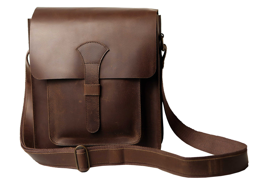 Men Shoulder Crossbody Pull-up Leather Bag for travel and office