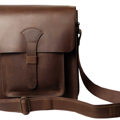 Men Shoulder Crossbody Pull-up Leather Bag for travel and office