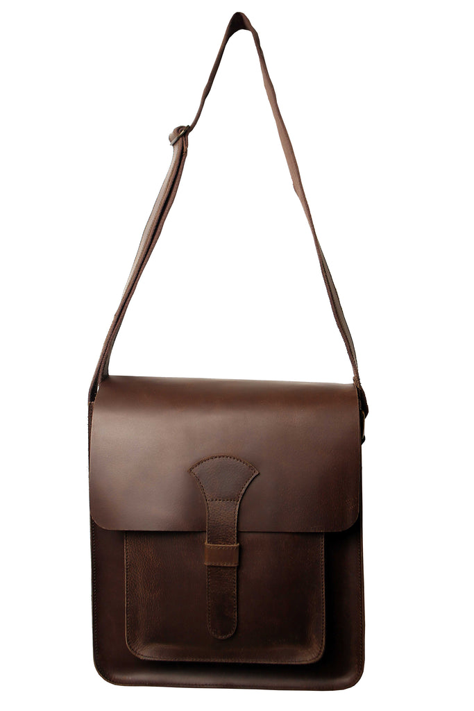 Men Shoulder Crossbody Pull-up Leather Bag for travel and office
