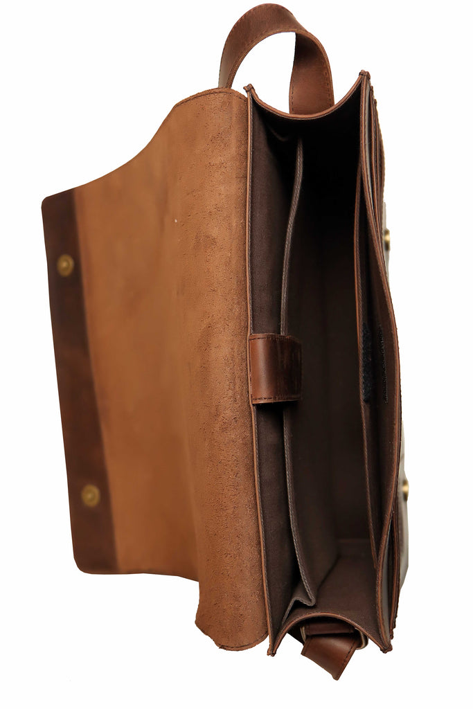 Men Leather Messenger Shoulder Bag - Fits 13 to 14 Inch Laptop - Medium/Large Work Bag For A4 Notebooks
