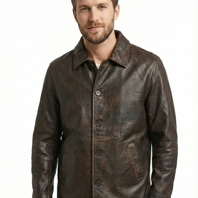 Men Supernatural Distress Leather Jacket Style - 184