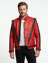 Men Michael Jackson Thriller Real Red Leather Jacket Style - 202