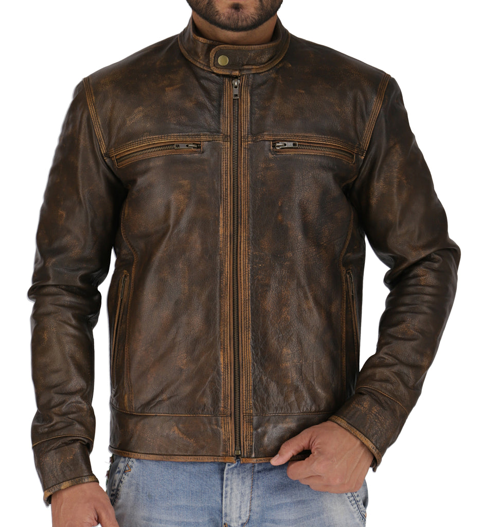 Men TS Cafe Racer Leather Jacket Style - 311