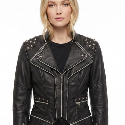 Women WWE Diva Black Leather Jacket Style - 374