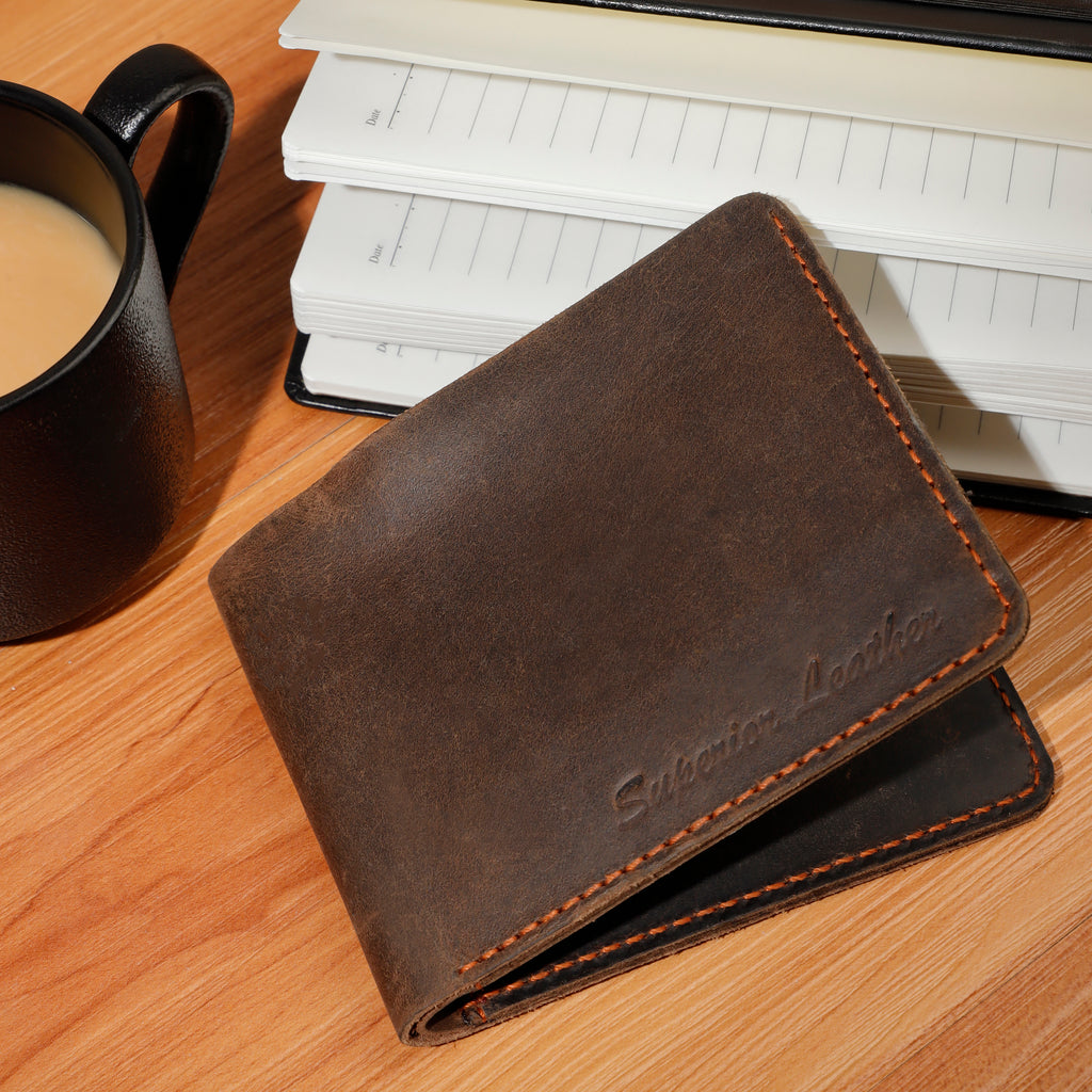 Men Genuine Crazy Horse Leather Wallet