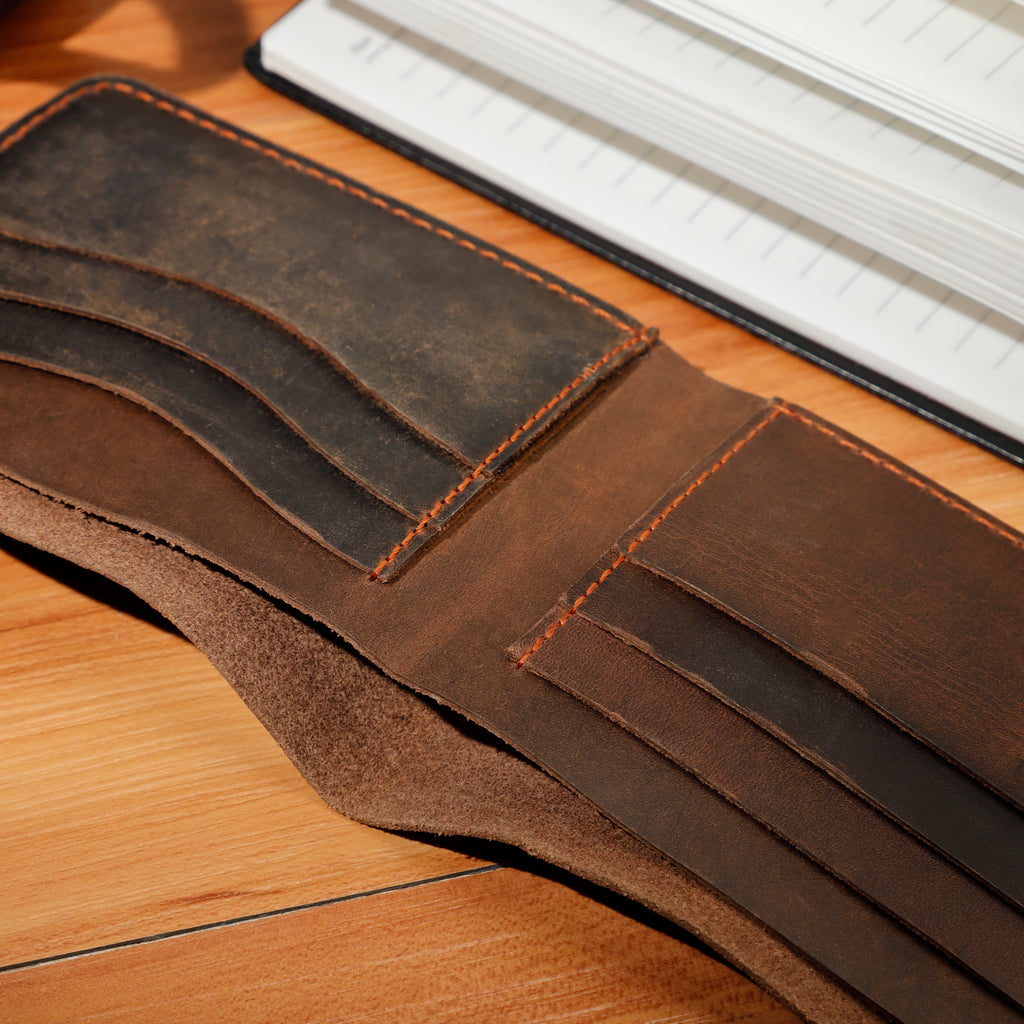 Men Genuine Crazy Horse Leather Wallet
