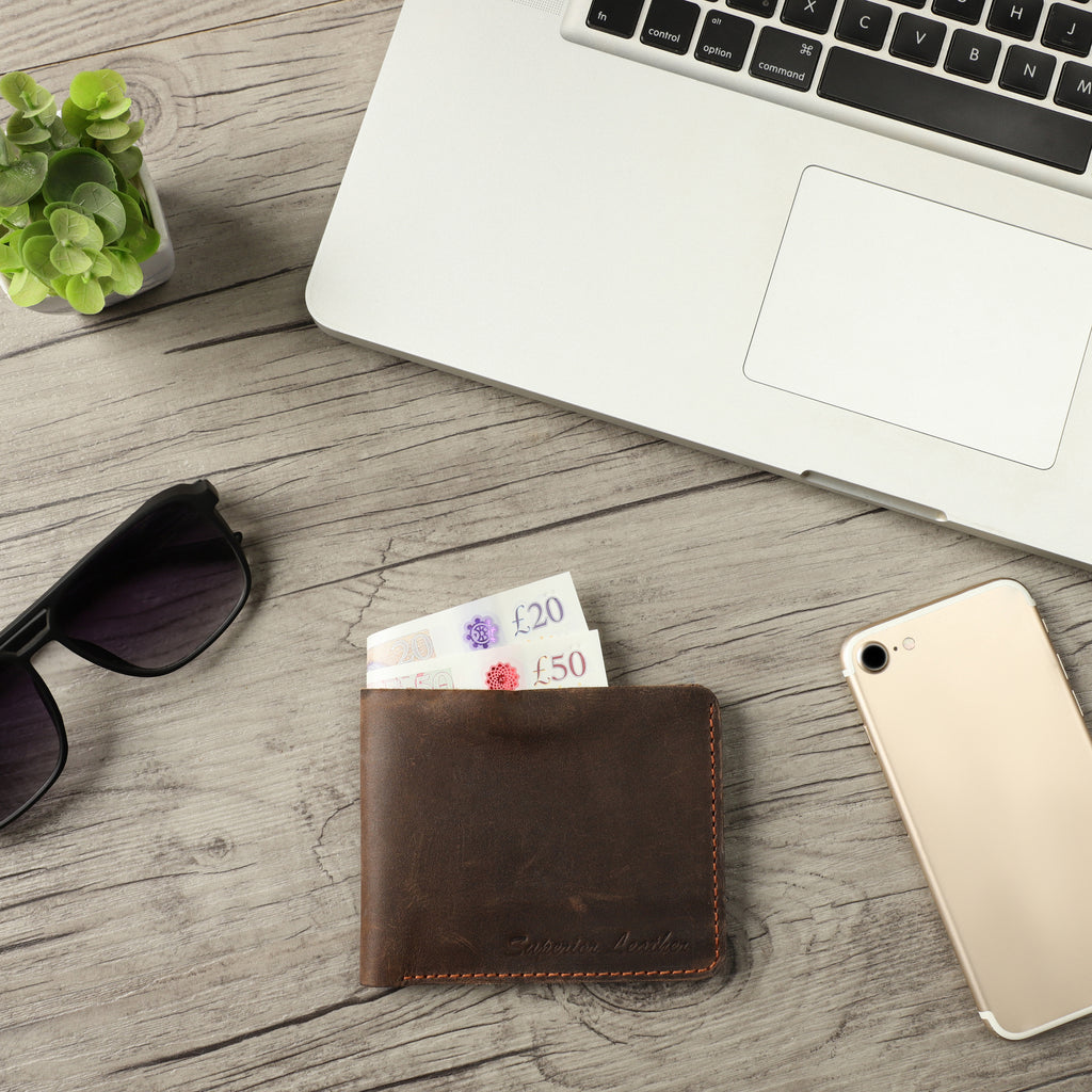 Men Genuine Crazy Horse Leather Wallet