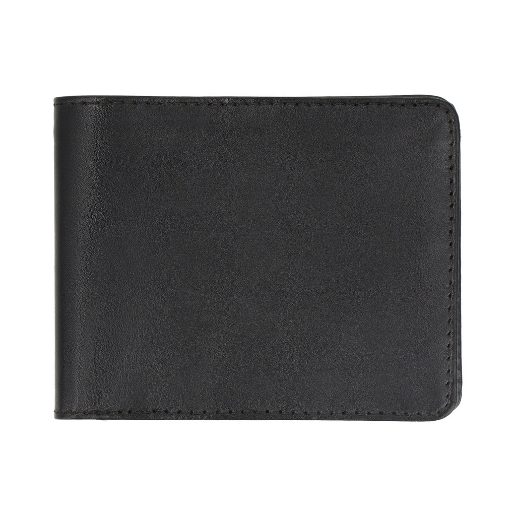 Men Genuine Leather RFID Blocking Bifold Black Wallet Sleek Design