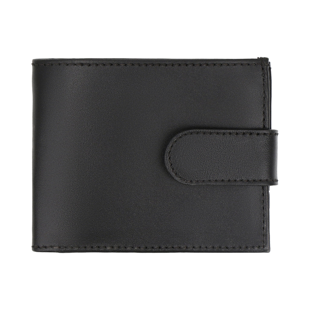 Mens Genuine Leather RFID Blocking Bifold Wallet Sleek Design with Strap