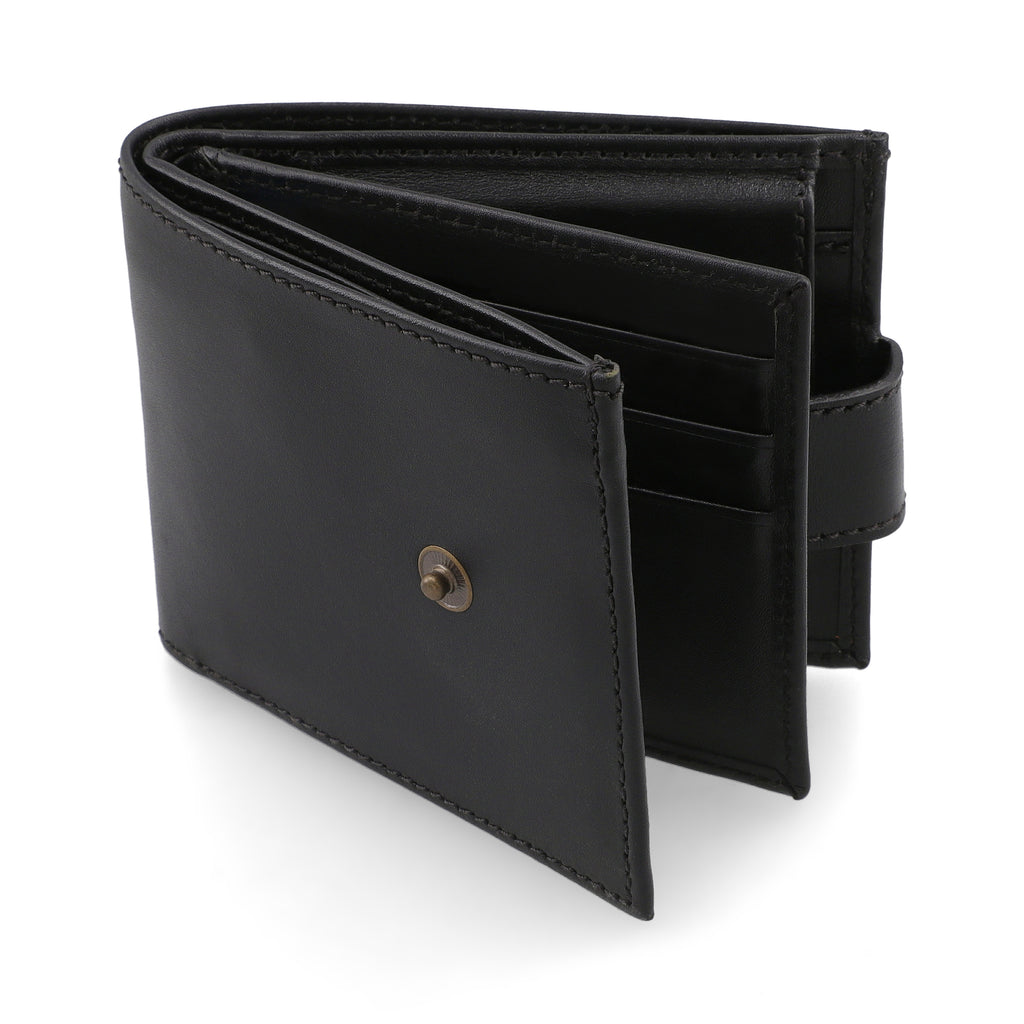 Mens Genuine Leather RFID Blocking Bifold Wallet Sleek Design with Strap
