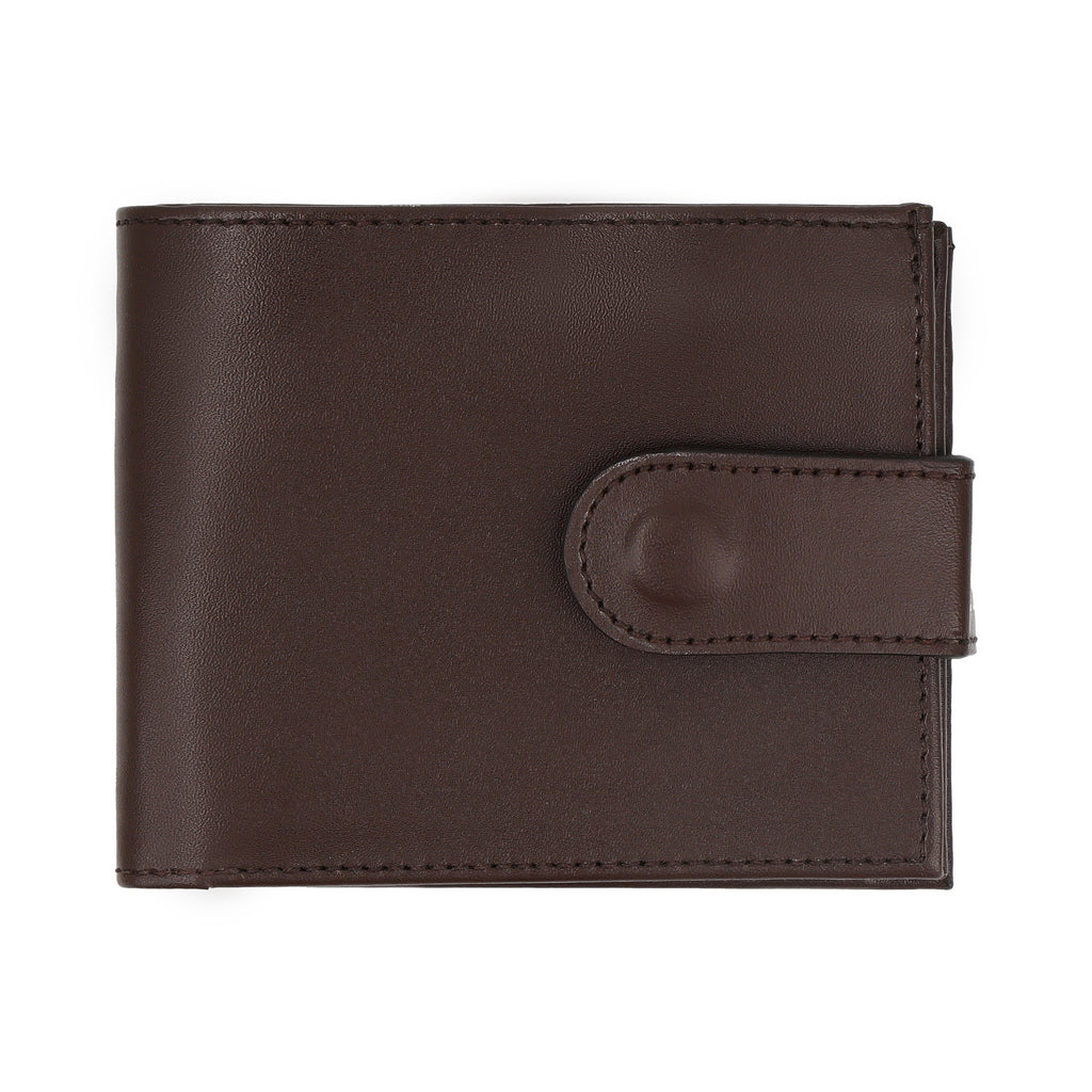 Mens Genuine Leather RFID Blocking Bifold Wallet Sleek Design with Strap