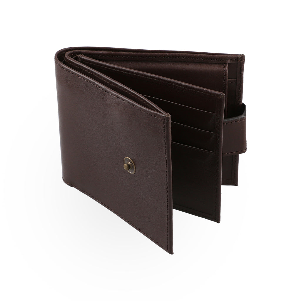 Mens Genuine Leather RFID Blocking Bifold Wallet Sleek Design with Strap