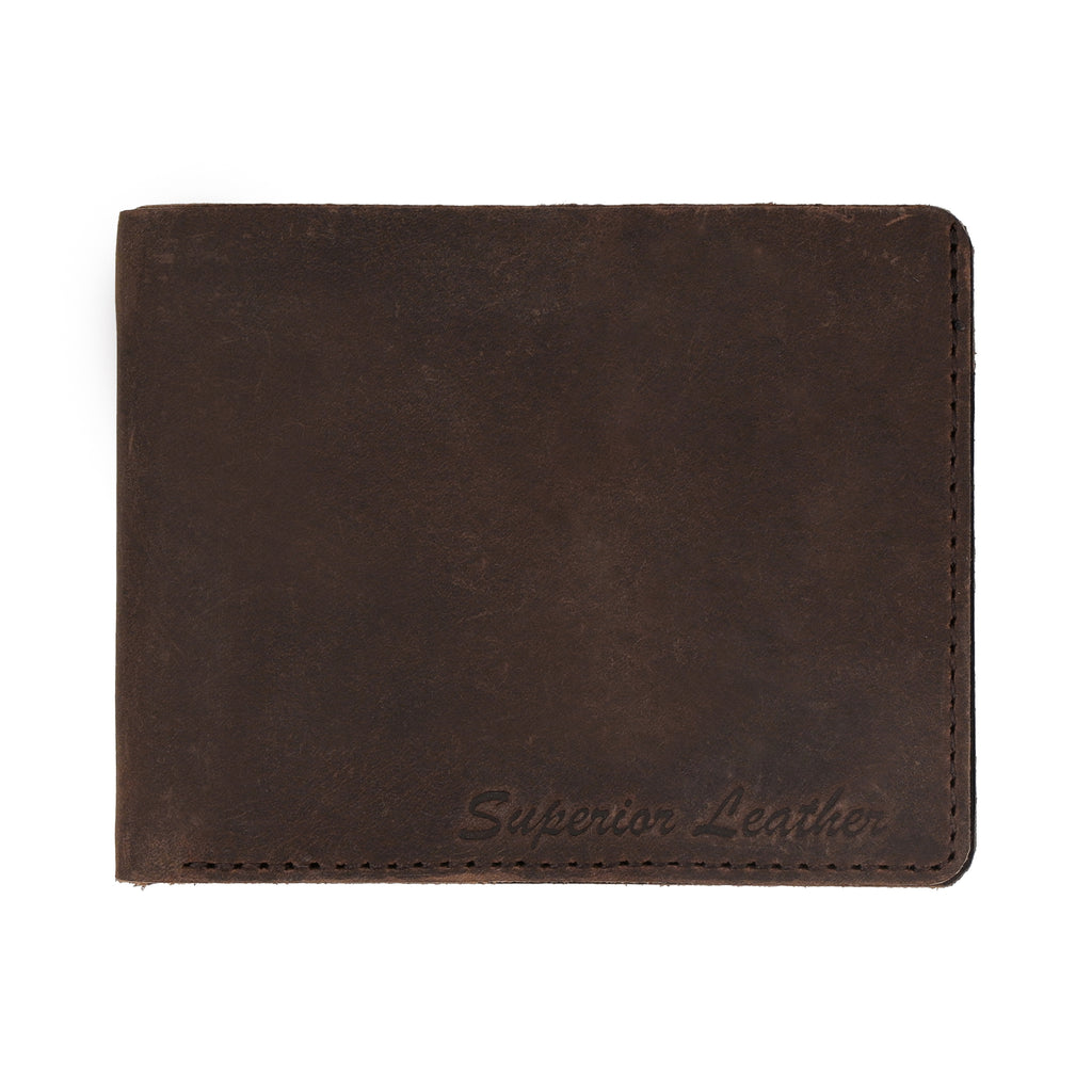 Men Genuine Pull-up Leather Wallet with Coin Pocket