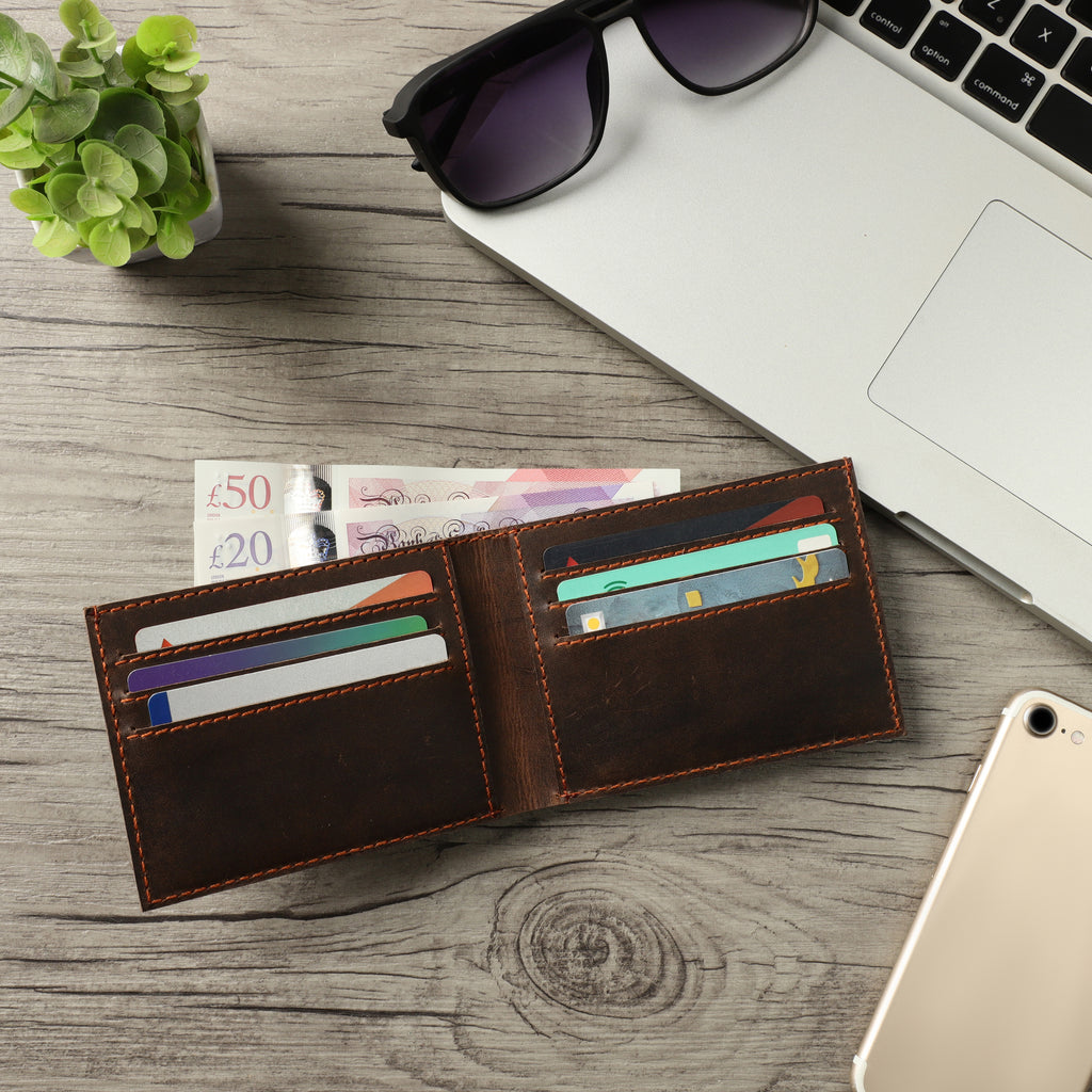 Men Genuine Pull-up Leather Wallet Sleek Design