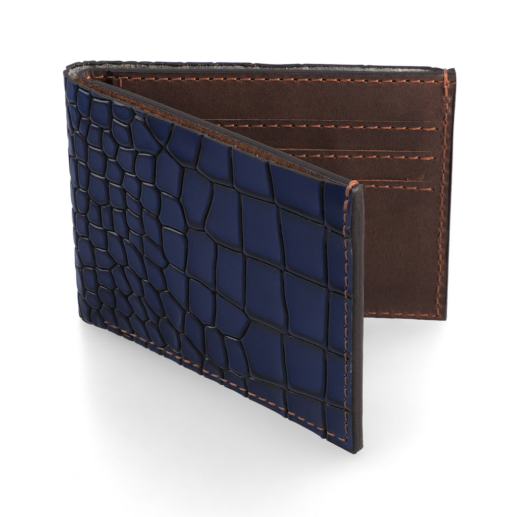 Men Real Leather Crocodile Embossed Wallet Sleek Design