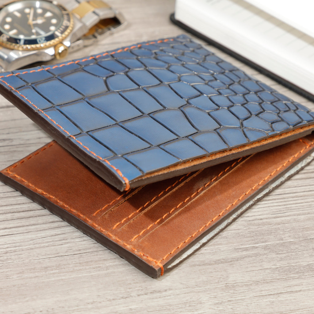 Men Real Leather Crocodile Embossed Wallet Sleek Design