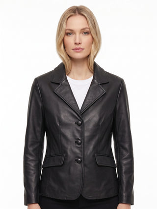 Women DF Soft Lambskin Classic Real Leather Blazer Coat Style - 978