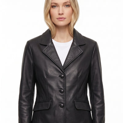 Women DF Soft Lambskin Classic Real Leather Blazer Coat Style - 978