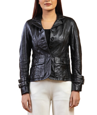 Women Damen Real Leather Blazer Coat Soft Lambskin Style - 617