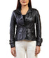 Woman Damen Real Leather Blazer Coat Black Jacket Soft Lambskin