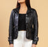 Woman Damen Real Leather Blazer Coat Black Jacket Soft Lambskin